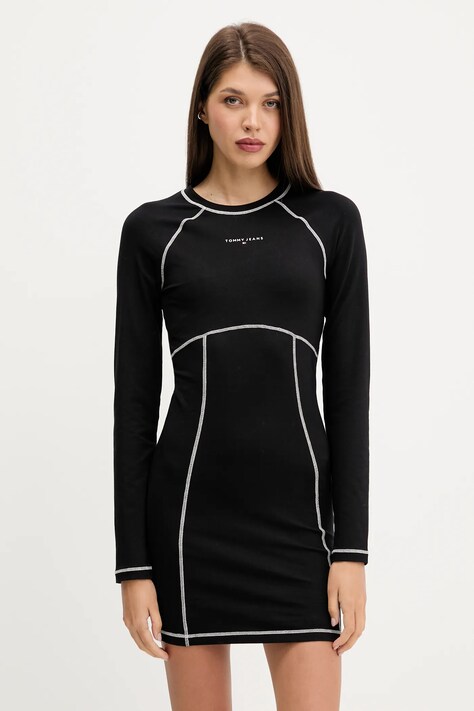 Tommy Jeans sukienka kolor czarny mini rozkloszowana DW0DW21465