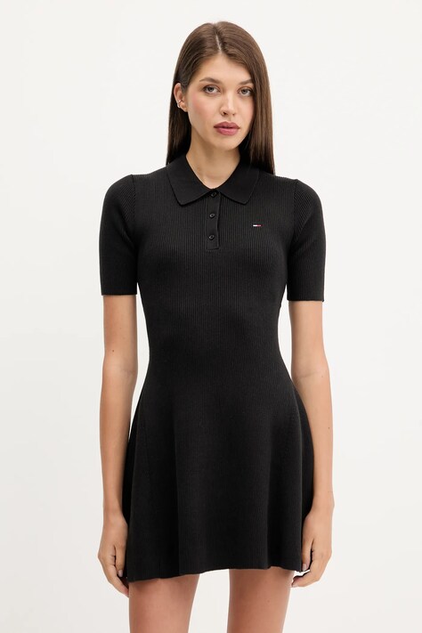 Tommy Jeans sukienka kolor czarny mini rozkloszowana DW0DW21471