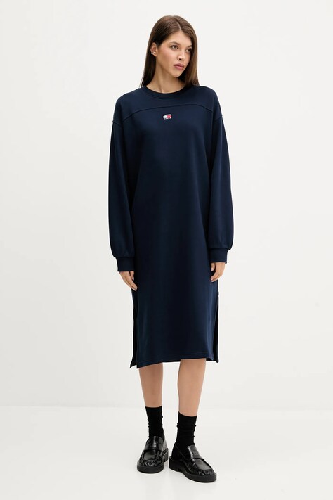 Tommy Jeans sukienka bawełniana kolor granatowy mini oversize DW0DW21484