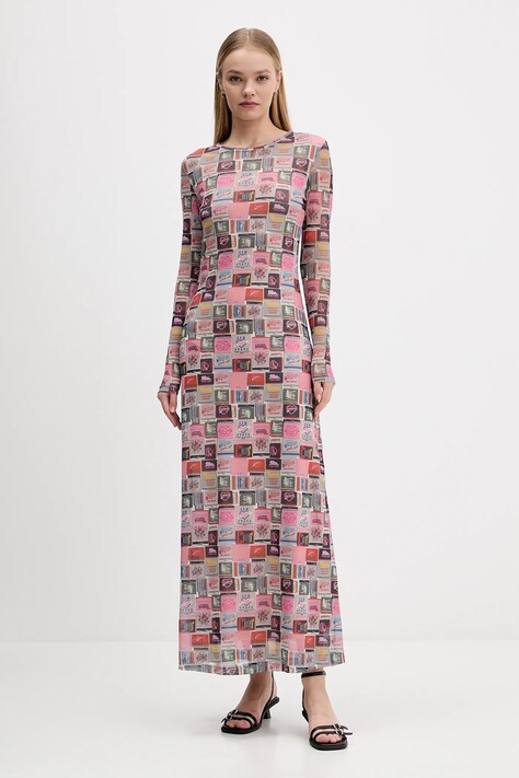 Tommy Jeans sukienka kolor różowy maxi rozkloszowana DW0DW21511