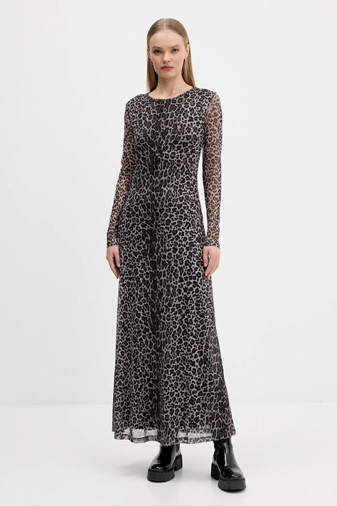 Tommy Jeans sukienka kolor brązowy maxi rozkloszowana DW0DW21511