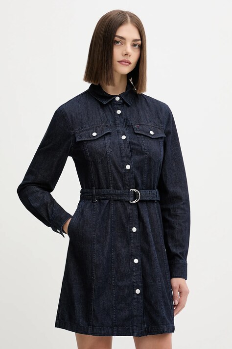 Džínové šaty Tommy Jeans tmavomodrá barva, mini, DW0DW21649
