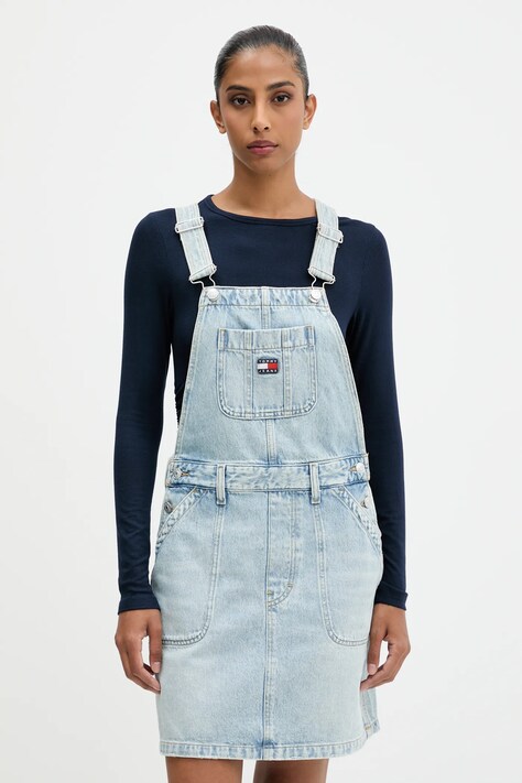 Tommy Jeans rochie jeans mini, evazați, DW0DW22149