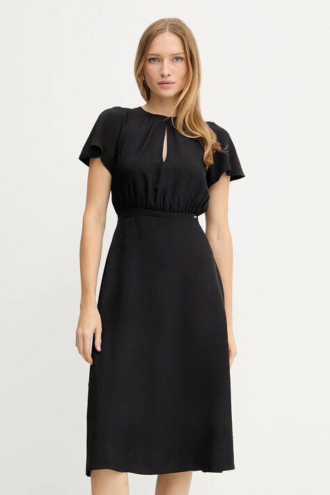 Armani Exchange sukienka kolor czarny midi rozkloszowana XW001025 AF16122