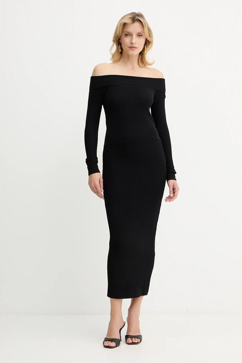 Šaty Armani Exchange černá barva, midi, přiléhavé, XW001313 AF10352