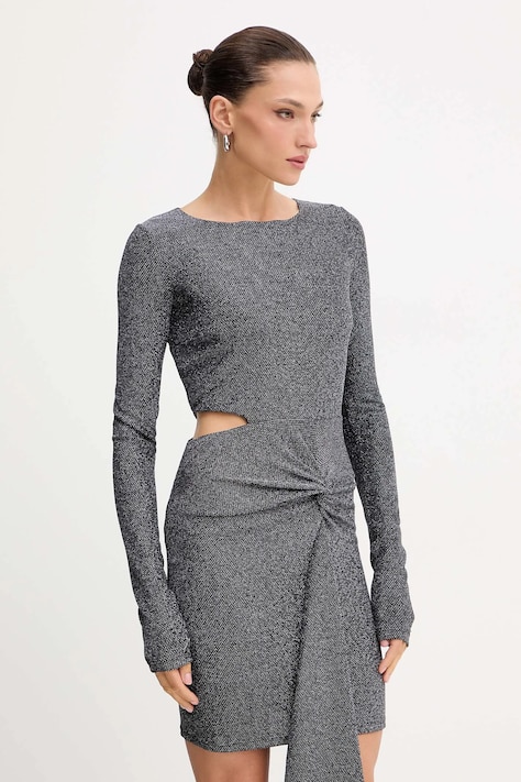 Patrizia Pepe rochie culoarea argintiu, mini, mulată, 2A2972 J340