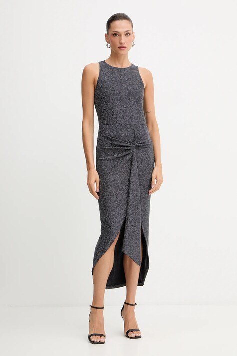 Patrizia Pepe sukienka kolor srebrny midi prosta 2A2990 J340