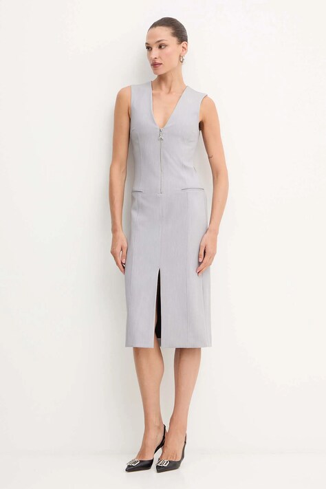 Patrizia Pepe rochie culoarea gri, midi, mulată, 2A3001 A498