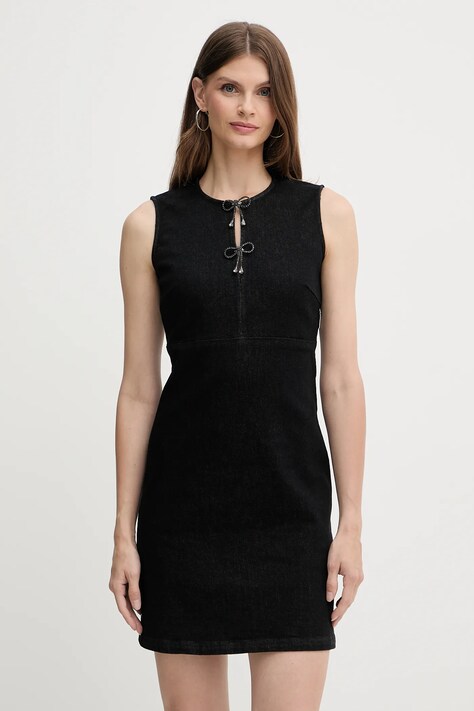 Džínové šaty Liu Jo černá barva, mini, UF5152.D0264