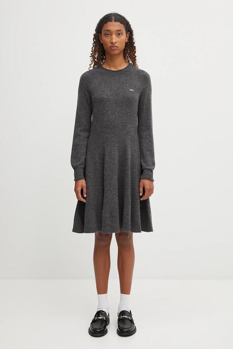 Lacoste sukienka wełniana kolor szary mini rozkloszowana EF4161