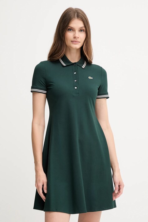 Lacoste sukienka kolor zielony mini rozkloszowana EF5288