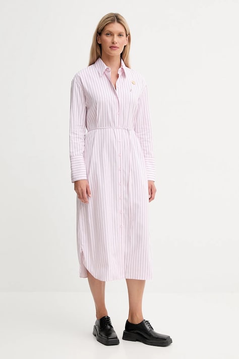 Bavlněné šaty Kenzo růžová barva, midi, FF62RO4049LU