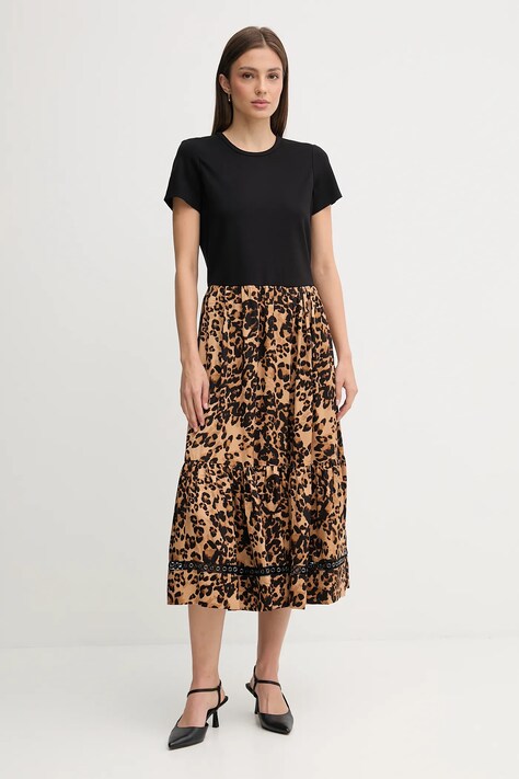 Dkny sukienka kolor czarny midi rozkloszowana P5EB7BBZ