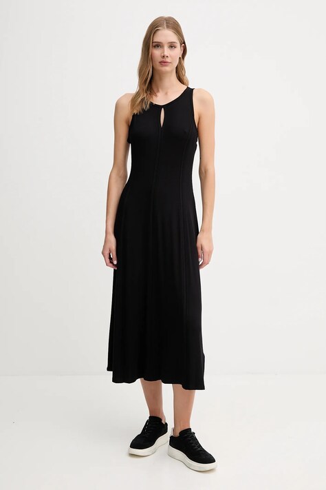 Dkny sukienka kolor czarny maxi rozkloszowana P5ED0BMX