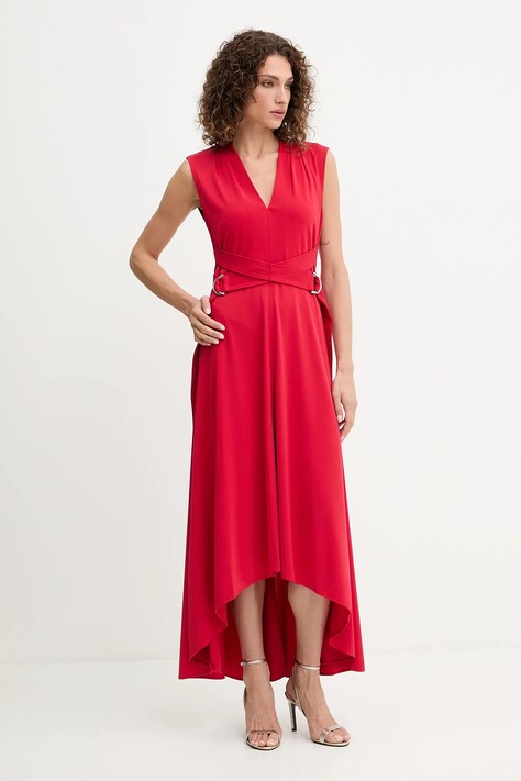 Dkny sukienka kolor czerwony maxi rozkloszowana DD5J1M09