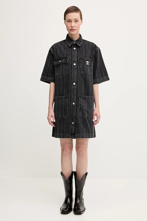 Carhartt WIP sukienka jeansowa W' Rylan kolor czarny mini prosta I035578.32I06