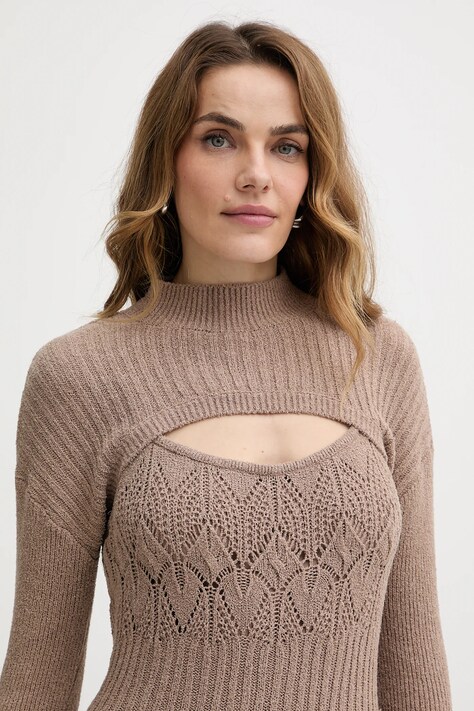 Guess sukienka SHINJU kolor beżowy maxi dopasowana W5BK91 Z4060