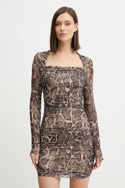 Guess sukienka BERNARDETTE kolor brązowy mini dopasowana W5BK65 KCZC2
