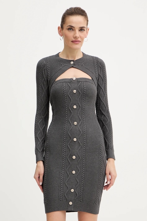 Guess rochie DAPHNE culoarea gri, mini, mulată, W5BK61 Z2ZK2