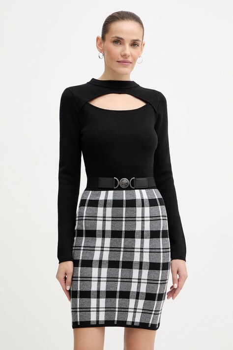 Guess sukienka z domieszką wełny CORALINE kolor czarny mini dopasowana W5BK44 Z3JD2