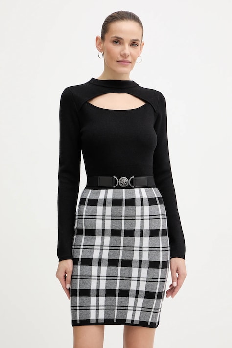 Šaty z vlněné směsi Guess CORALINE černá barva, mini, přiléhavé, W5BK44 Z3JD2