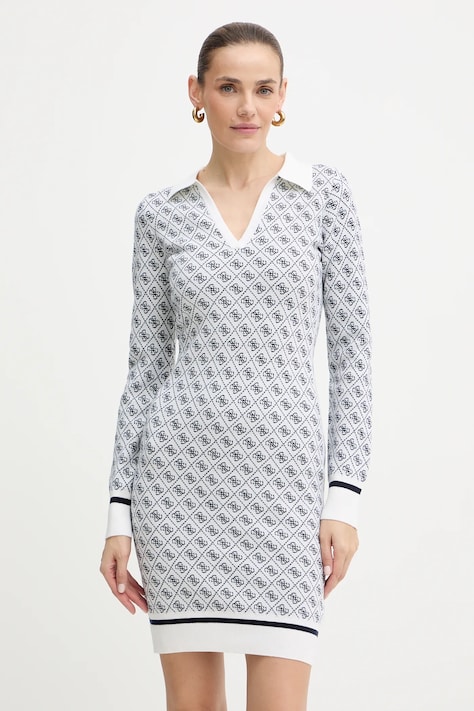 Guess rochie din amestec de lână AUBREY culoarea bej, mini, mulată, W5BK25 Z3JD2