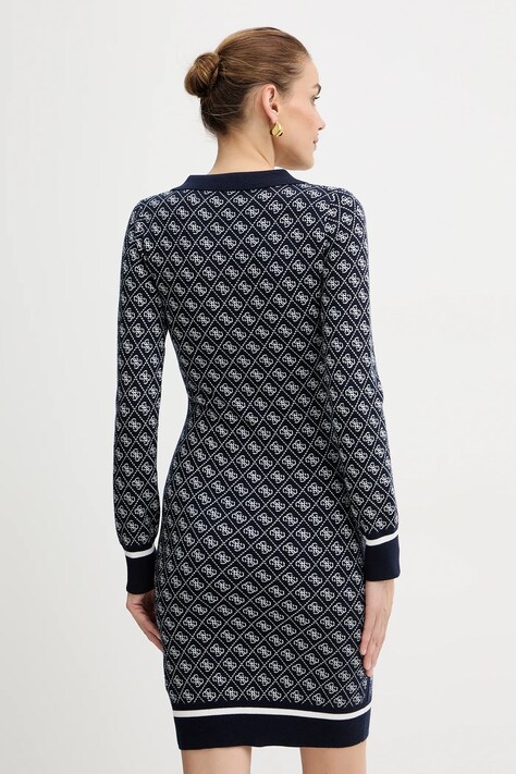 Guess sukienka z domieszką wełny AUBREY kolor granatowy mini dopasowana W5BK25 Z3JD2