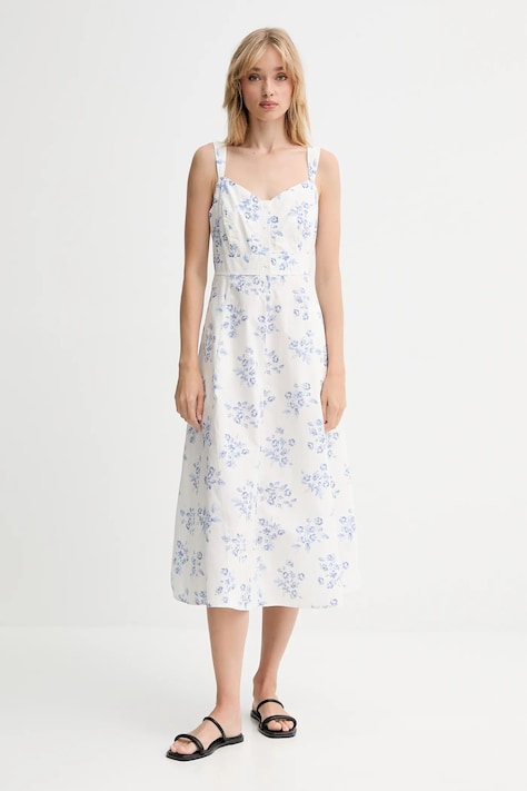 Levi's rochie din bumbac culoarea alb, midi, evazati, 003PR