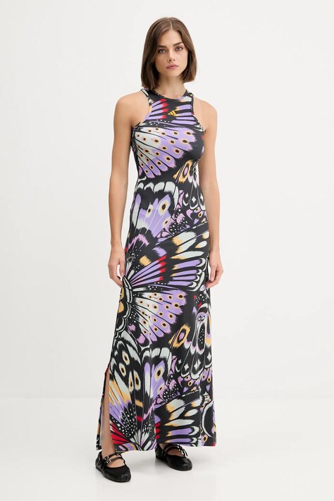 adidas rochie x Farm Rio culoarea negru, maxi, mulată, JL8609