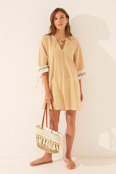 women'secret sukienka bawełniana kolor żółty midi oversize 4922732
