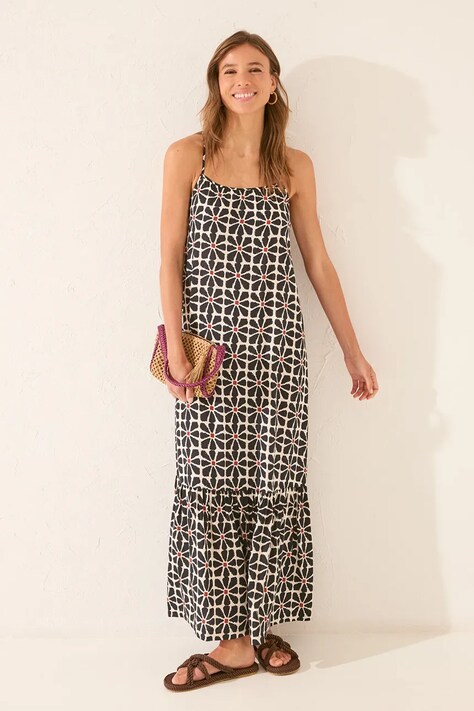 women'secret sukienka kolor czarny maxi prosta 4472476