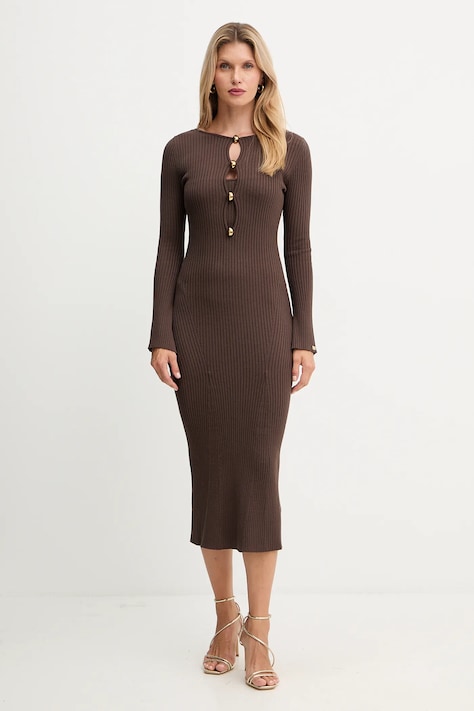 Marciano Guess rochie AGATHE culoarea maro, maxi, mulată, 5BGK55 5891Z