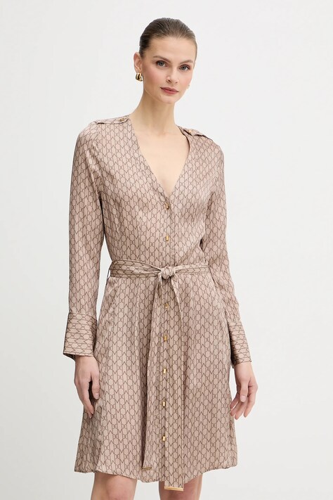 Marciano Guess sukienka BRITNEY kolor beżowy mini rozkloszowana 5BGK54 7298A