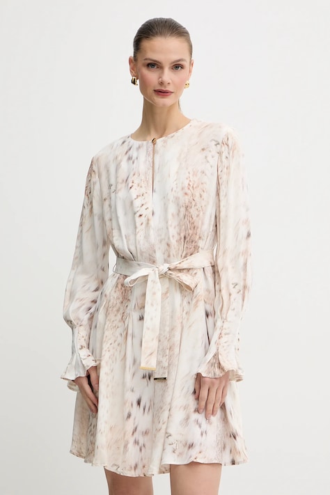 Marciano Guess sukienka DENISE kolor beżowy mini rozkloszowana 5BGK31 7352A