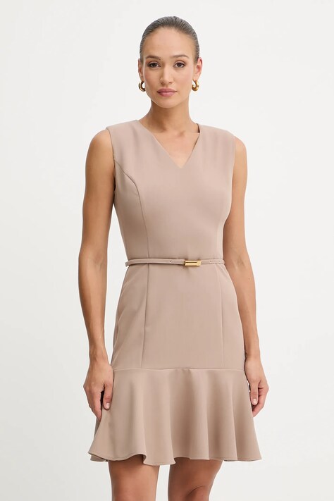 Marciano Guess sukienka DALIA kolor beżowy mini rozkloszowana 5BGK17 7046A