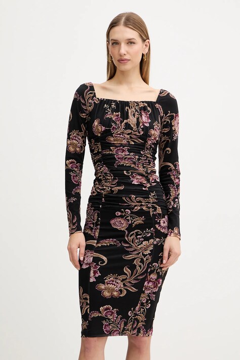 Marciano Guess sukienka HOLLY kolor czarny midi dopasowana 5BGK15 6350A