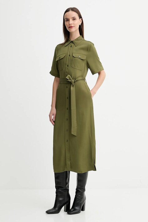 Gant rochie culoarea verde, midi, drept, 4503438
