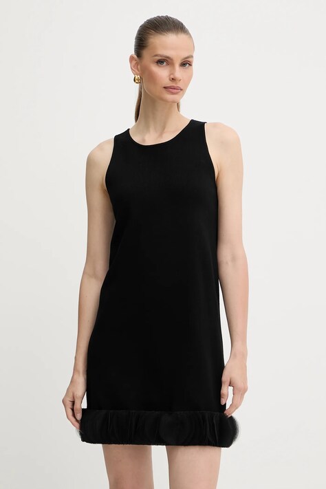 Twinset sukienka kolor czarny mini prosta 252AP3012