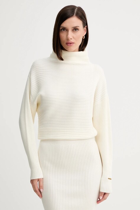 Twinset rochie din lână culoarea bej, mini, mulată, 252LI3QAA