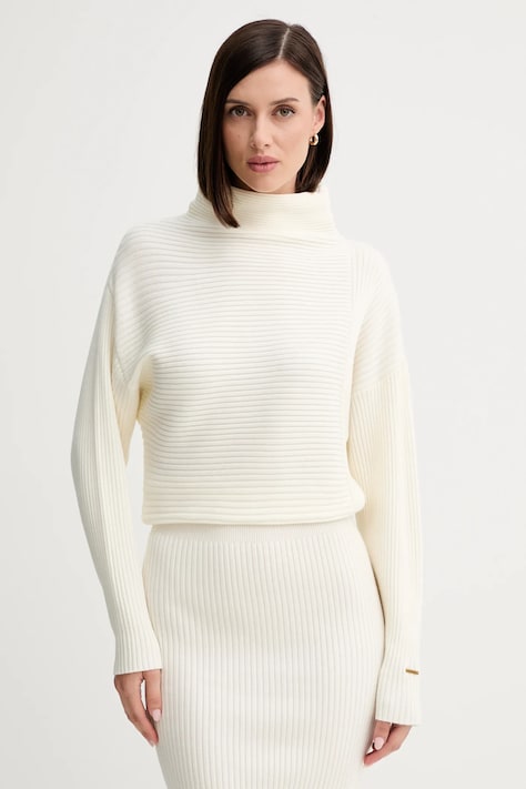 Vlněné šaty Twinset béžová barva, mini, přiléhavé, 252LI3QAA