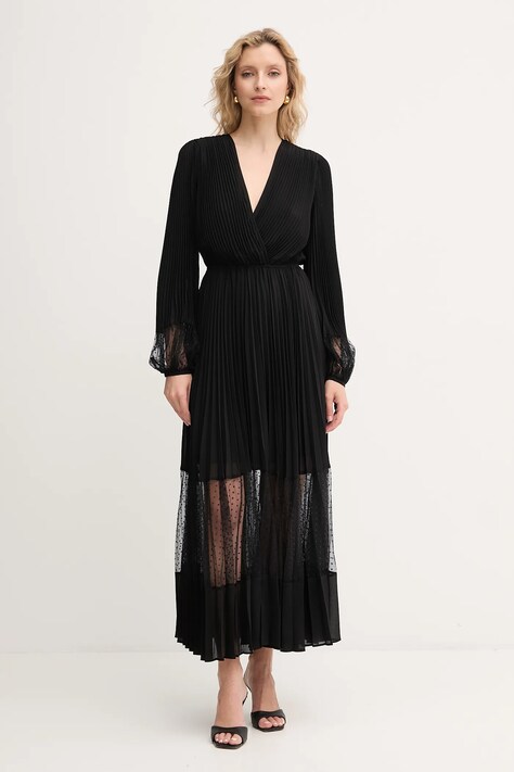 Twinset sukienka kolor czarny maxi rozkloszowana 252TP2641