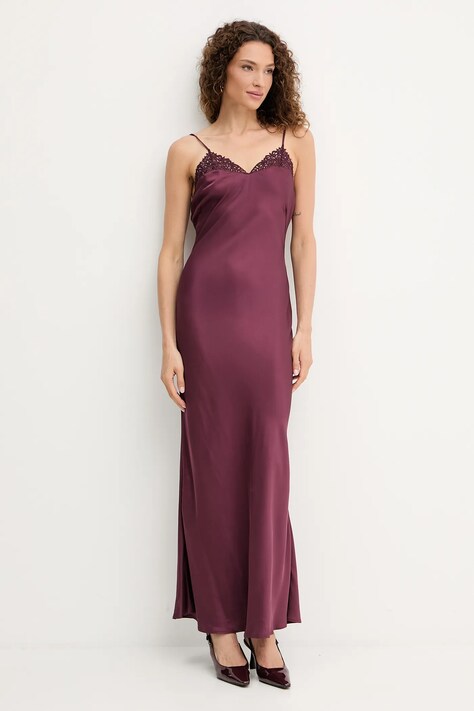 Twinset sukienka kolor bordowy maxi prosta 252TP2480