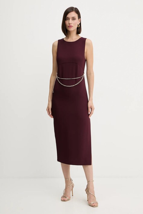 Twinset rochie culoarea bordo, mini, drept, 252TP2300