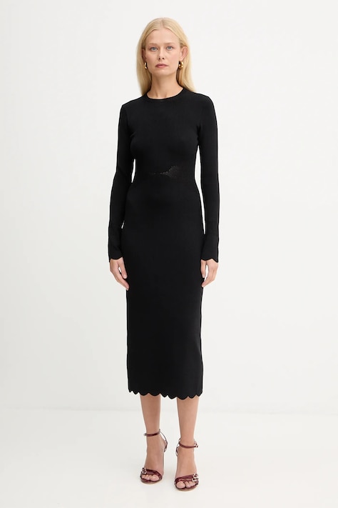 Twinset rochie culoarea negru, midi, drept, 252TP3040
