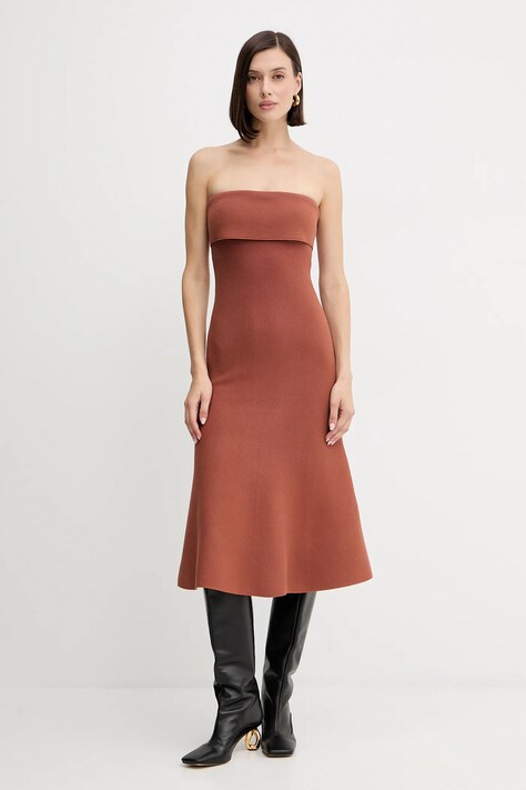 Twinset sukienka kolor brązowy mini rozkloszowana 252TP3410