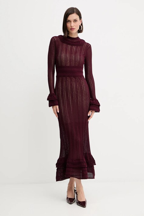 Twinset rochie culoarea bordo, maxi, evazați, 252TP3182