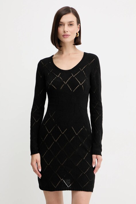 Twinset sukienka z wełną kolor czarny mini prosta 252TP3471
