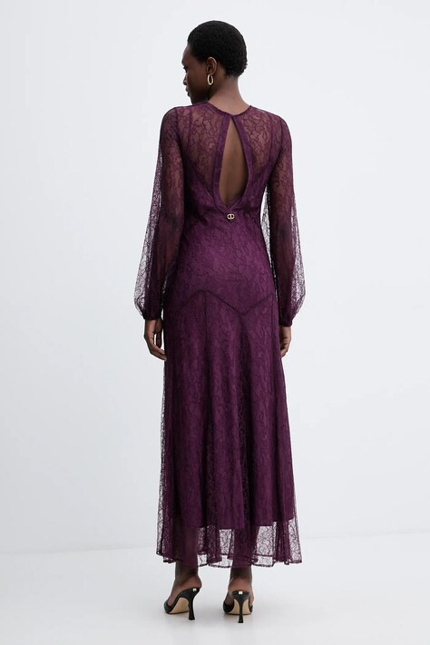 Twinset sukienka kolor fioletowy maxi prosta 252TT2261
