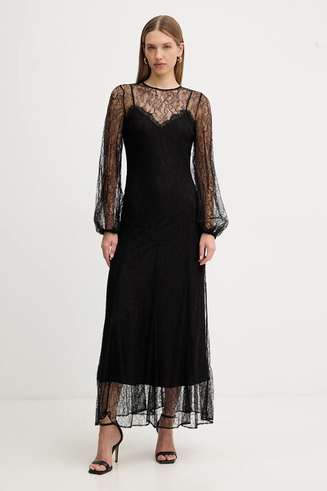 Twinset sukienka kolor czarny maxi prosta 252TT2261