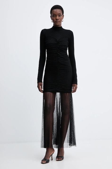 Twinset rochie culoarea negru, maxi, evazați, 252TT3262